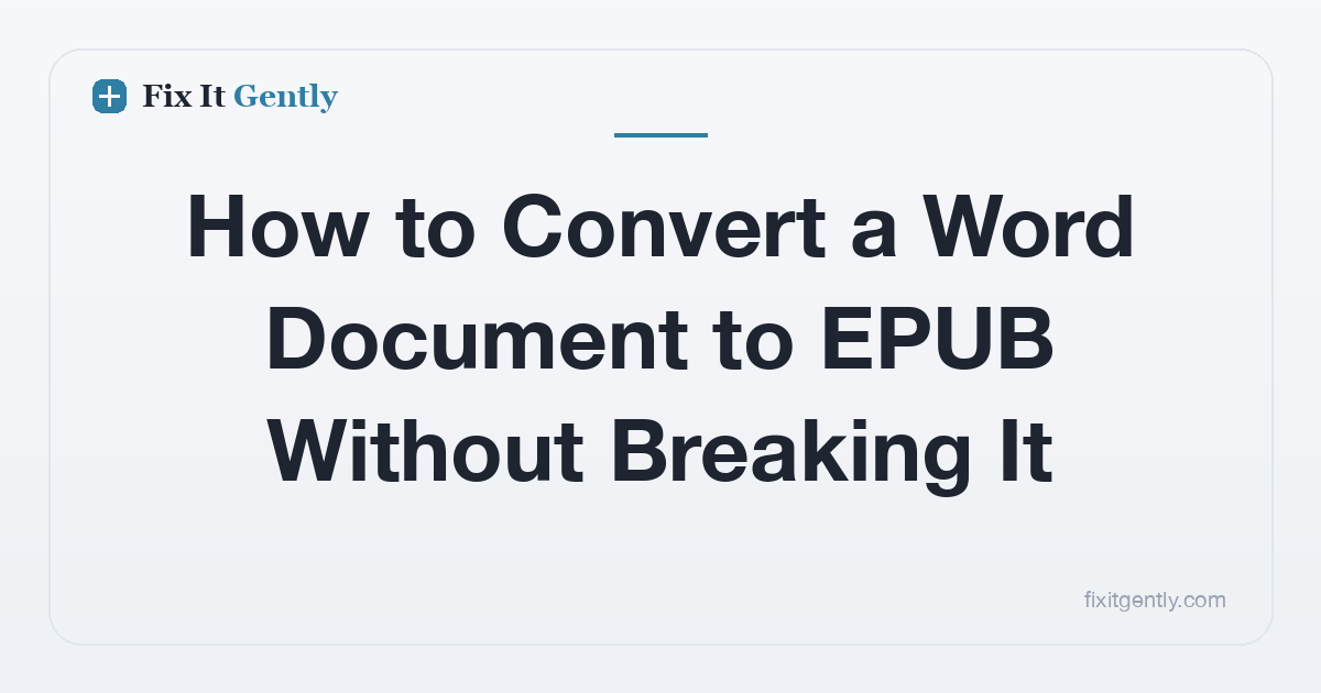 A Word document being converted into a clean EPUB file for e-readers