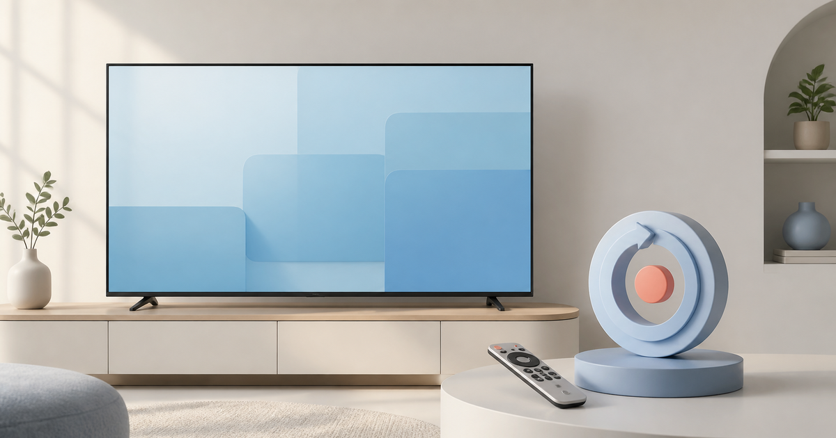 A smart television with app cards and an automatic update control